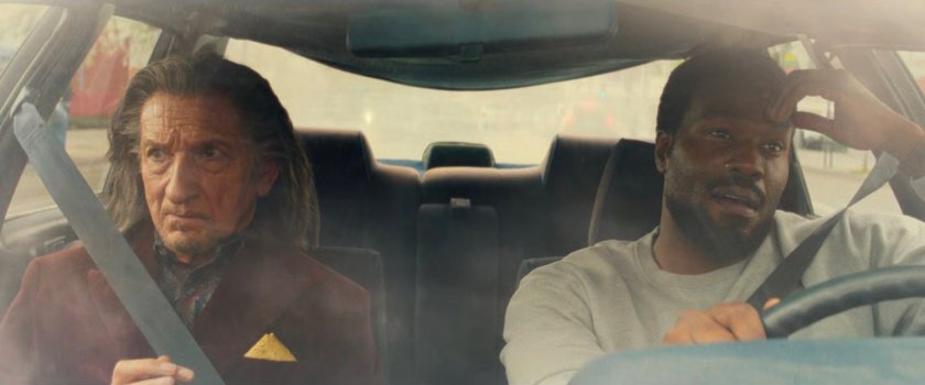 Simon and Trevor driving on a Beverly Hills street.