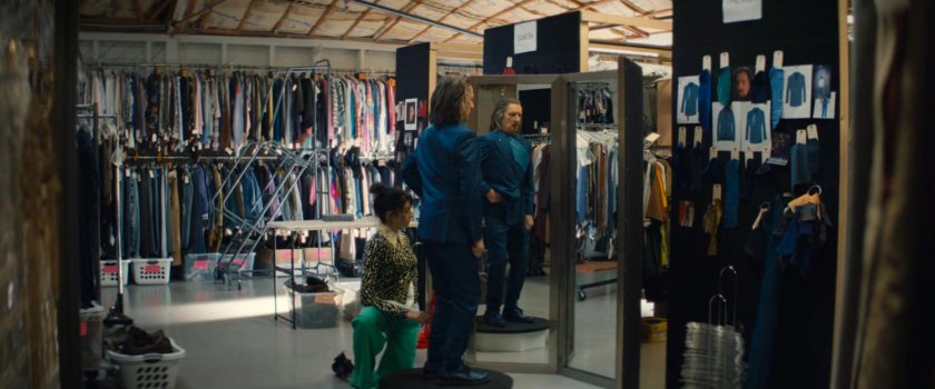 Trevor getting fitted for his costume in wardrobe.