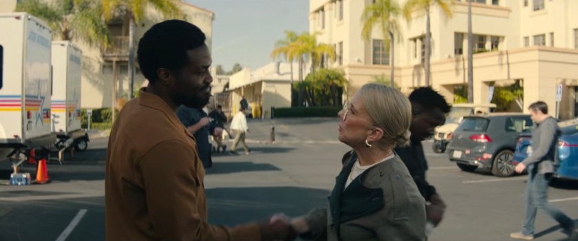 Simon meeting Kathy on a studio backlot.