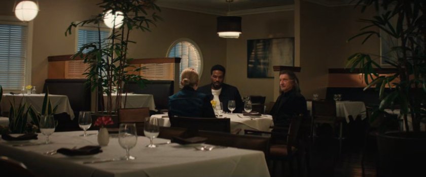 Kathy, Simon, and Trevor having an interview in the Studio dining room.