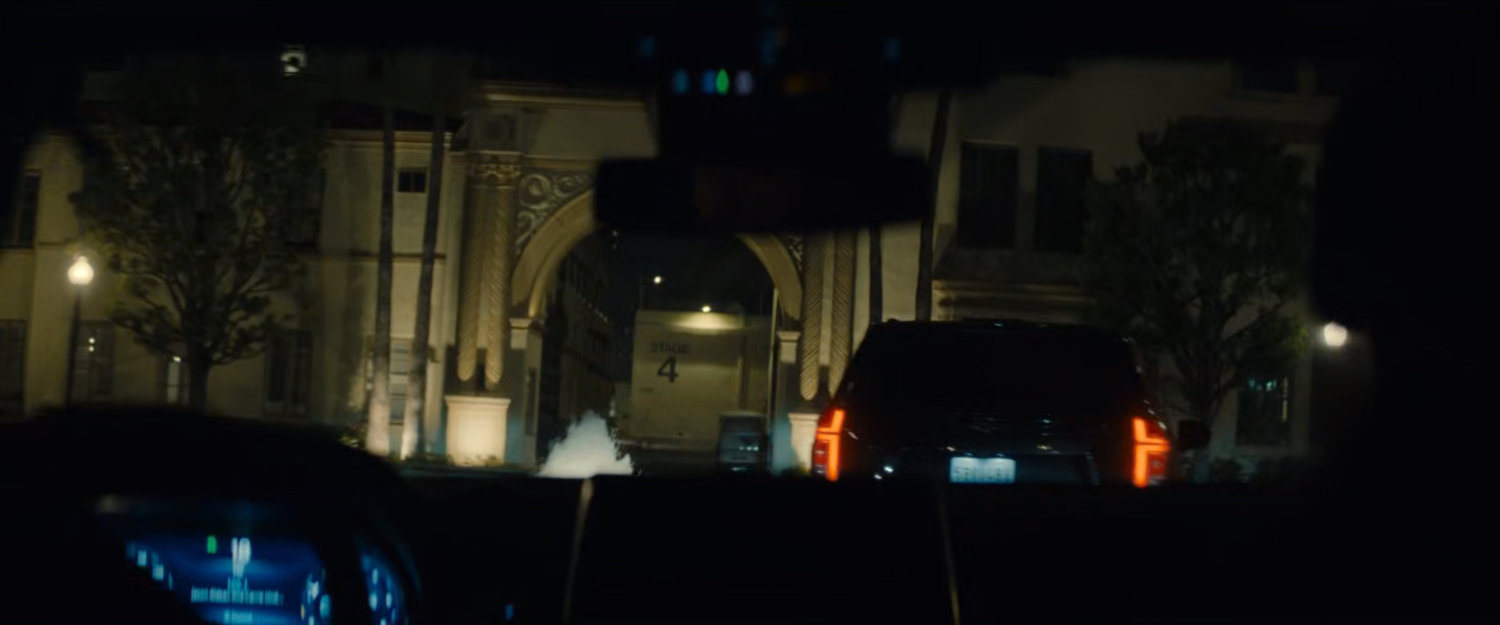 DODC SUVs race onto a Hollywood studio lot.