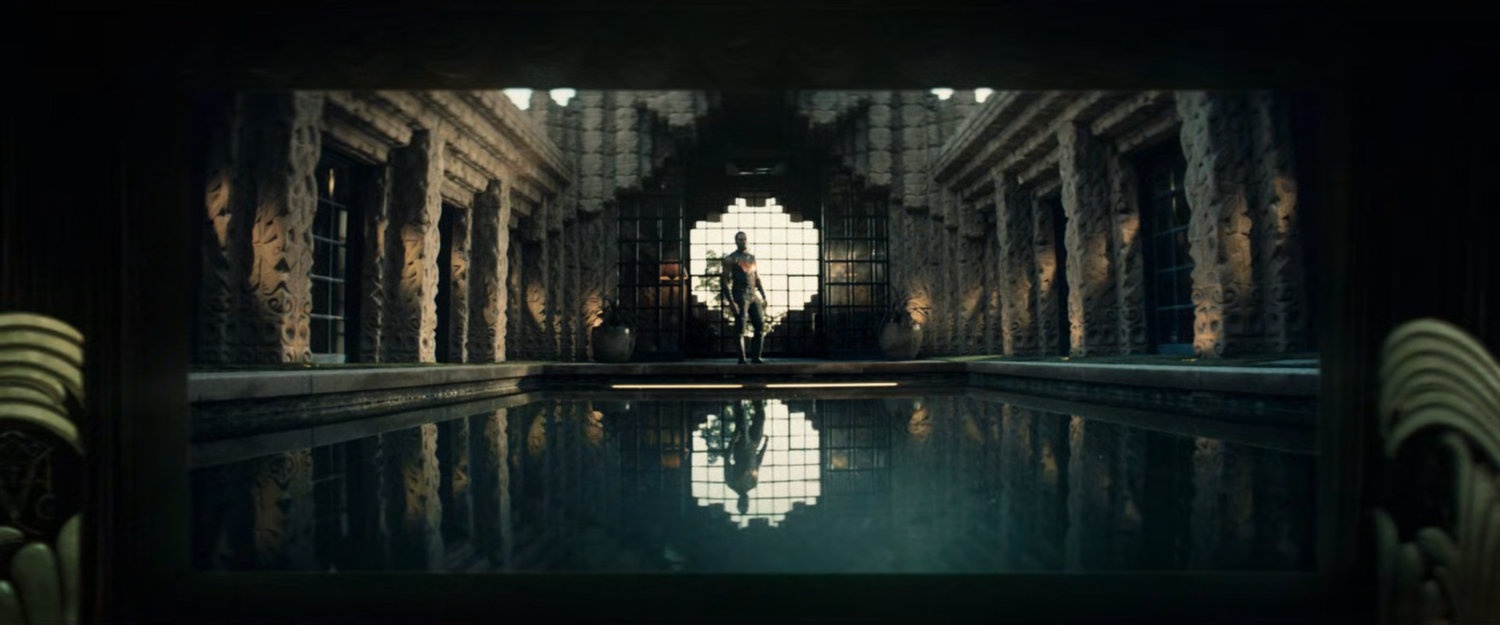 Simon by a pool in the Wonder Man filming house.