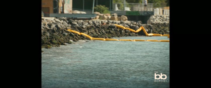 BB Report: yellow flotation netting in the East River.
