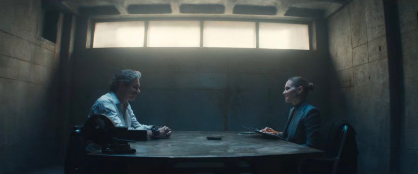 Jacques Duquesne and Heather Glenn in a secret interrogation room.