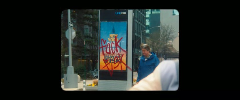 Fisk Report: view of the anti Fisk graffiti on posters.