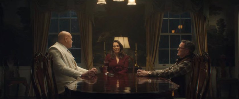 Fisk, Vanessa, and Mr Charles in the Mayor's residence.