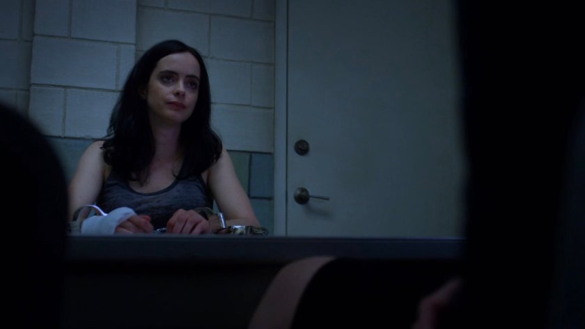 Jessica in the 15th Precinct interrogation room.