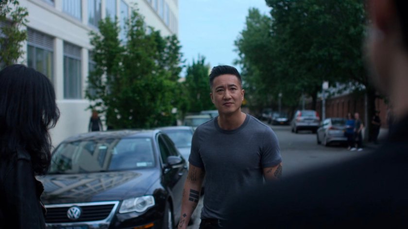 Pryce, Jessica and Jeri outside the 15th Precinct station.