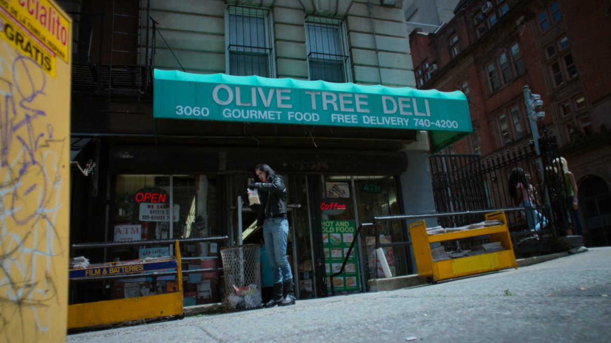 Jessica outside the Olive Tree Deli.