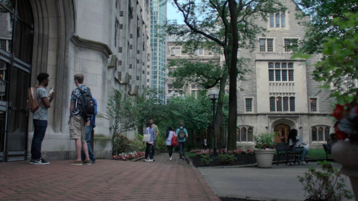 Malcolm and Nichelle on a University campus.