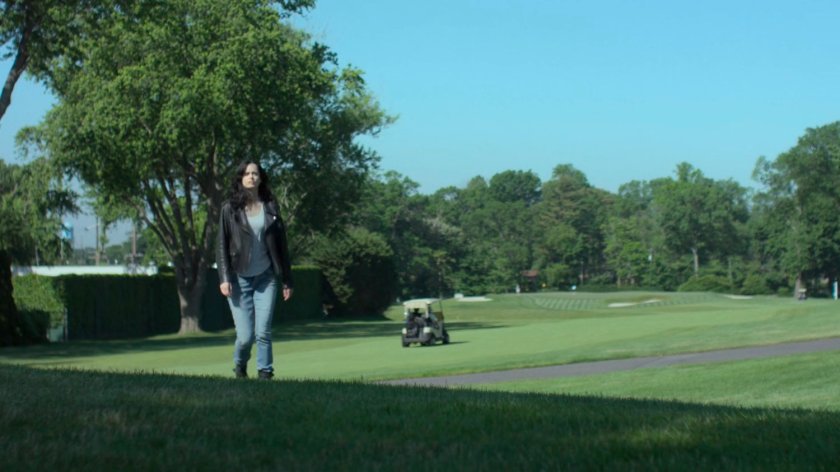 Jessica crossing the Rossmont golf course.