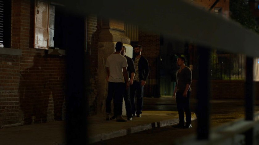 Malcolm and Steven Benowitz confronted by bullies outside Whiskers.