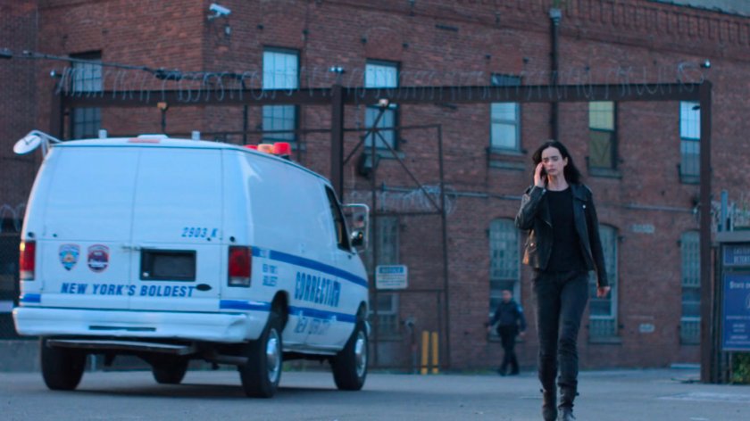 Jessica walking outside Eastern Regional Detention Center.