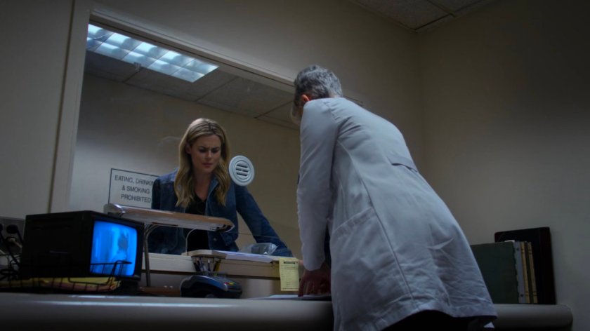 Trish and a technician in the PolyComp offices.