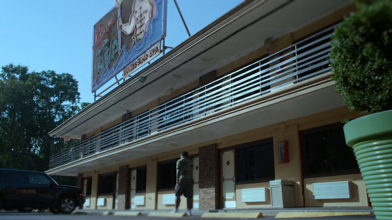 Exterior of the Love by the Sea Motel.
