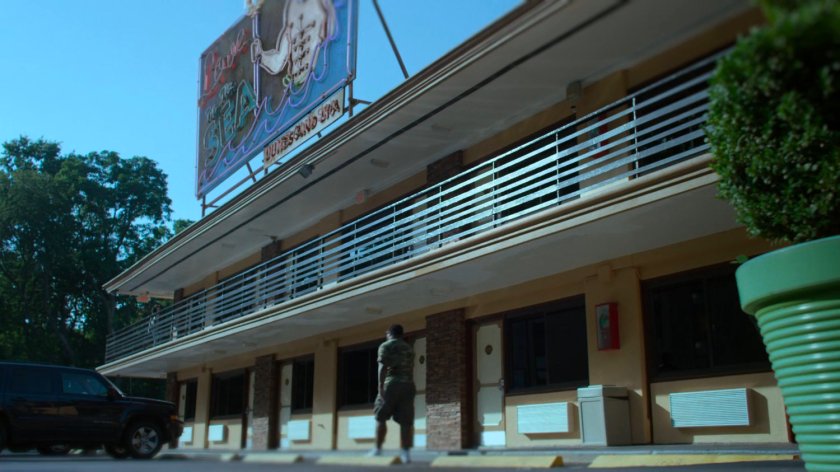 Exterior of the Love by the Sea Motel.