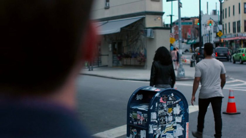 Malcolm and Jessica crossing the street.