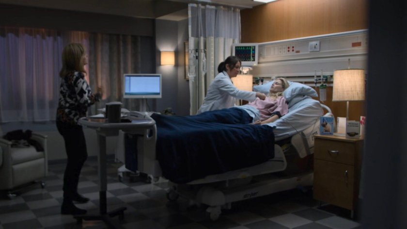 The doctor, Dorothy and Trish in a Riverbank Medical Center room.