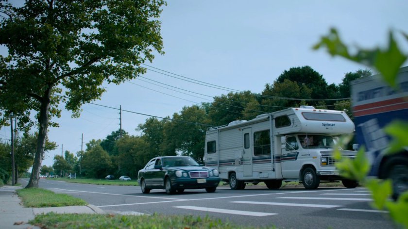 An RV stopped at a Westchester intersection.