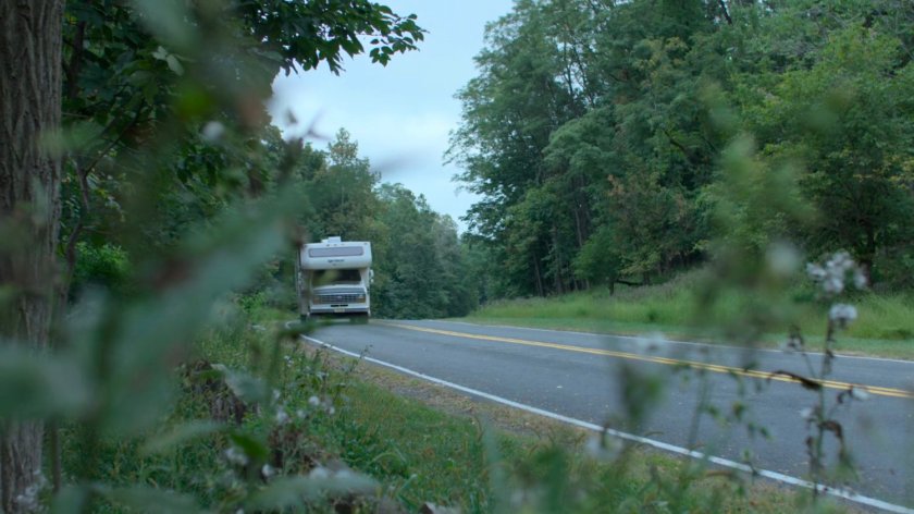 An RV driving on a Westchester road.