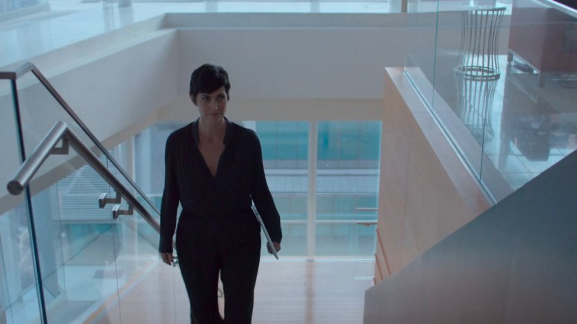 Jeri on the stairs at Hogarth, Chao, & Benowitz.