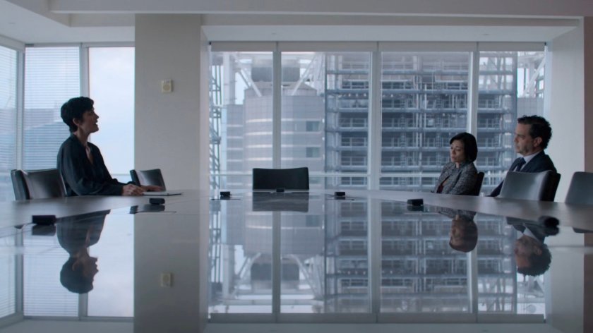 Jeri, Linda, and Steven in the conference room at Hogarth, Chao, & Benowitz.