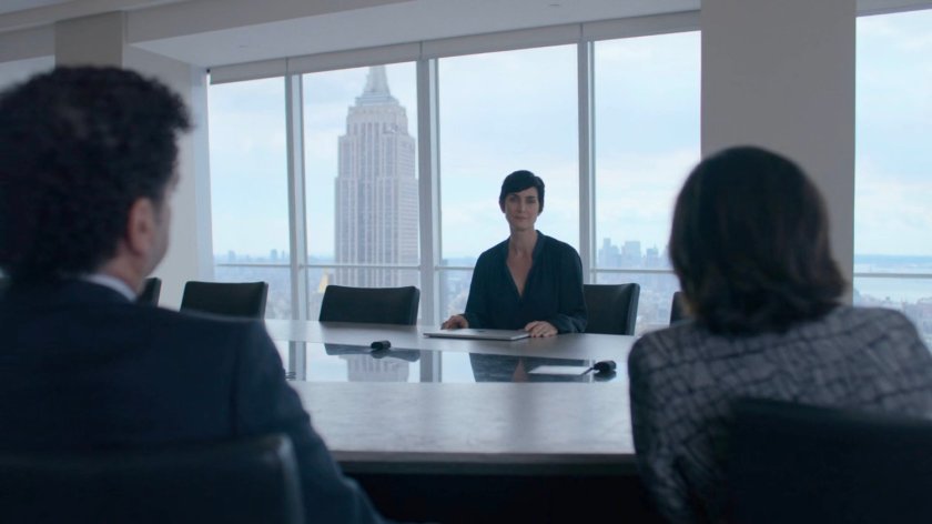 Jeri, Linda, and Steven in the conference room at Hogarth, Chao, & Benowitz.