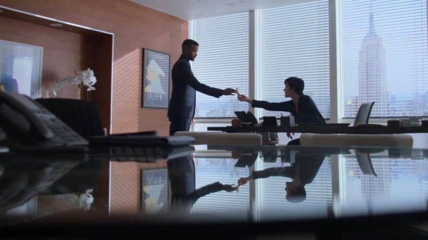 Jeri Hogarth and Malcolm in her office.