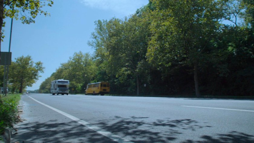 An RV driving on a Westchester road.