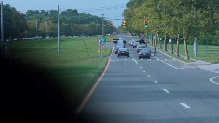A police blockade on a Westchester road.