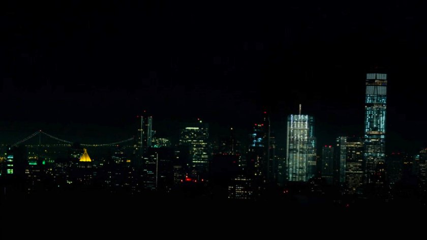The New York skyscape at night.