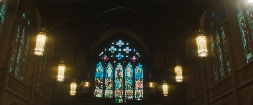 The stained glass window at Clinton Church.