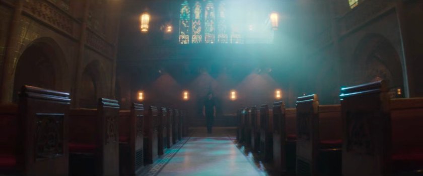 A seminarian standing in Clinton Church.