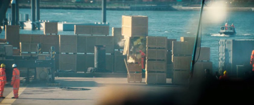 Crews working salvage at Red Hook port.