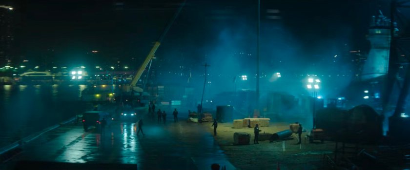 Night view of Red Hook port.