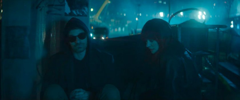 Matt and Karen at Red Hook port at night.