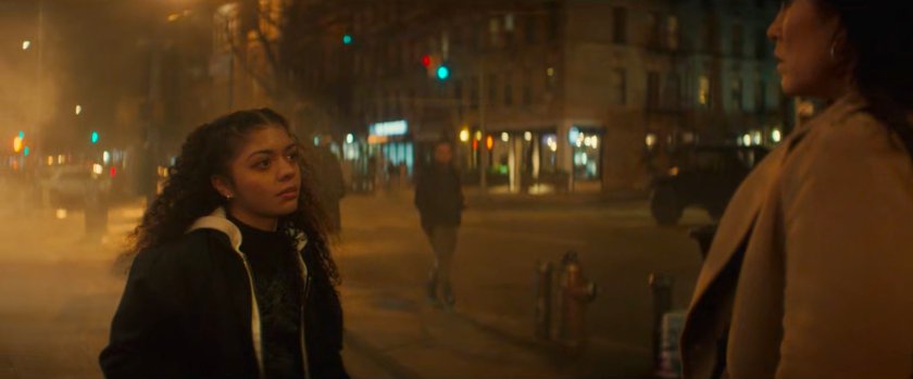 Soledad and Angela on a sidewalk by Berto's Bodega.