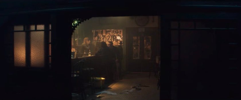 Karen, Matt, and Josie in a dilapidated Josie's bar.