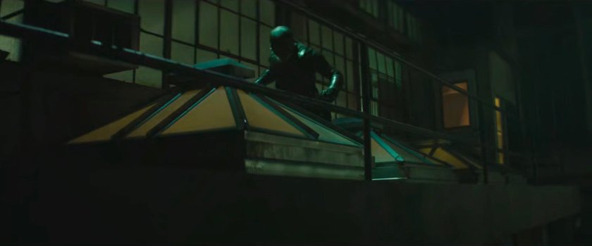 Daredevil on the roof of the Red Hook port detention facility.