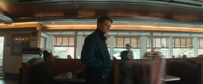 Dex inside the Bel Aire diner.