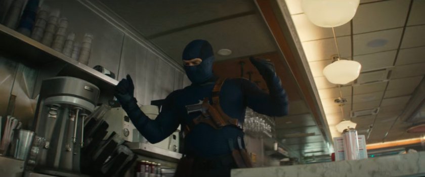 Bullseye inside the Bel Aire diner.