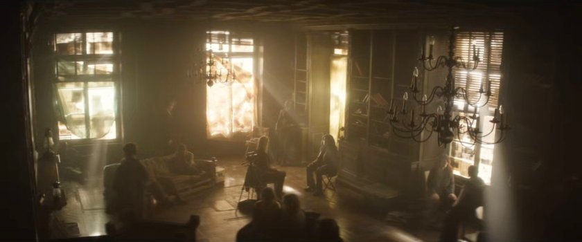 Karen takes interviews of ex-Fisk prisoners in resistance hideout.