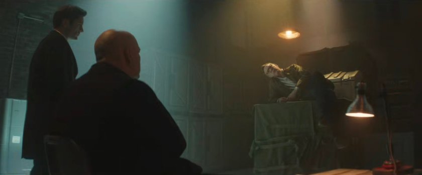 Fisk and Wilson speak with Mr Charles inside the Red Hook port warehouse.