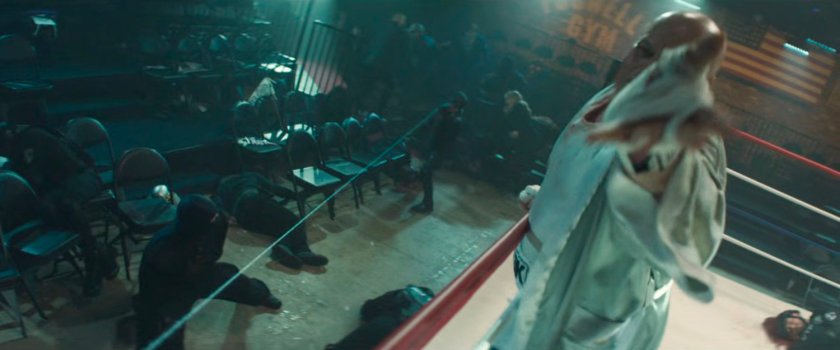 Fisk, Bullseye and Daredevil fighting in Fogwell's Gym.