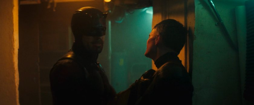 Daredevil and Bullseye in a restaurant basement.