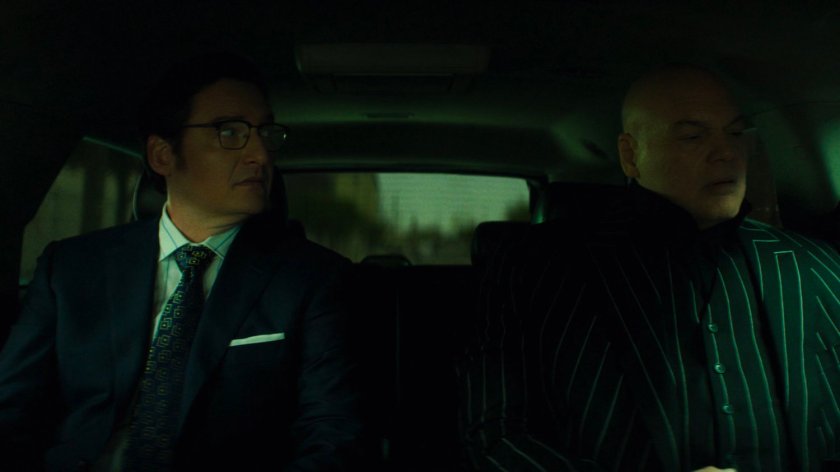 Flashback of Wesley and Fisk in the backseat of an SUV.