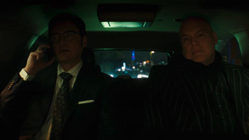 Flashback of Wesley and Fisk in the backseat of an SUV.