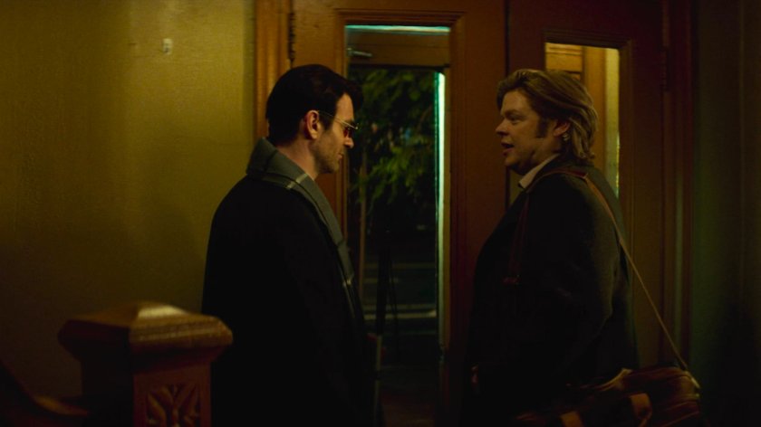 Flashback of Foggy and Matt in Lionel's apartment building.