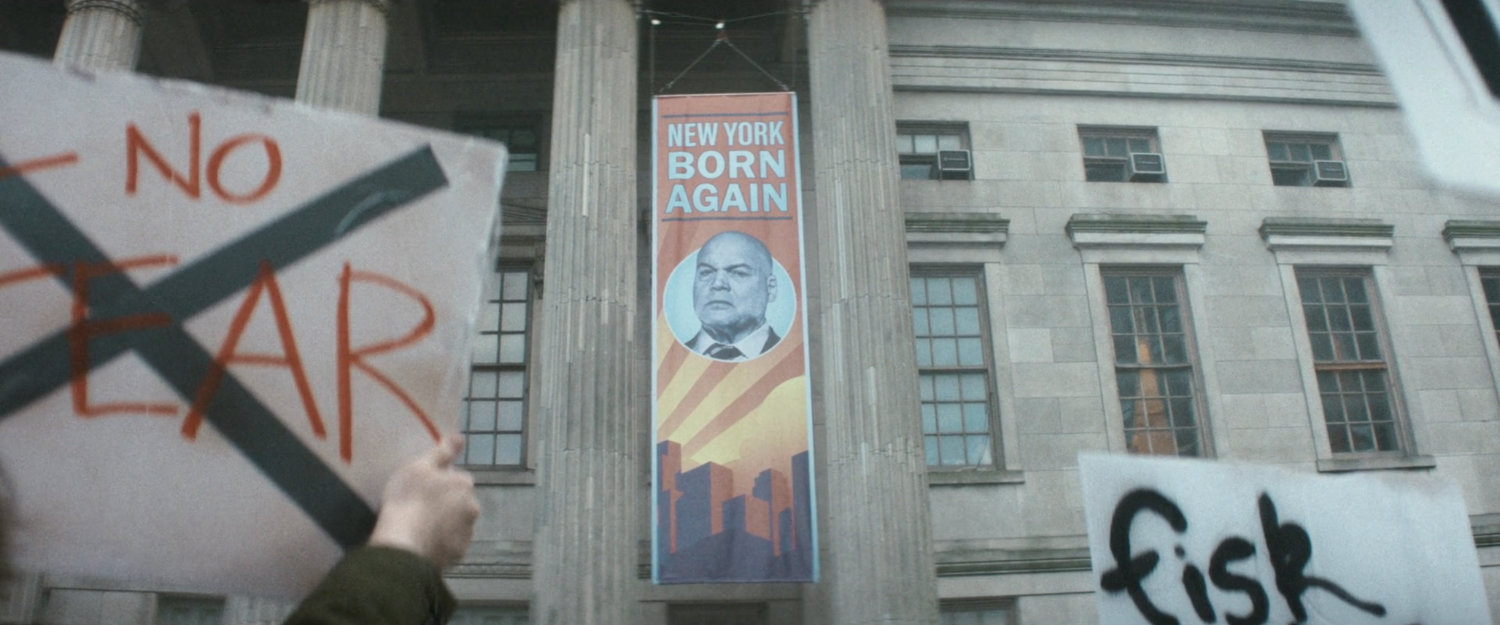 Protesters outside City Hall.