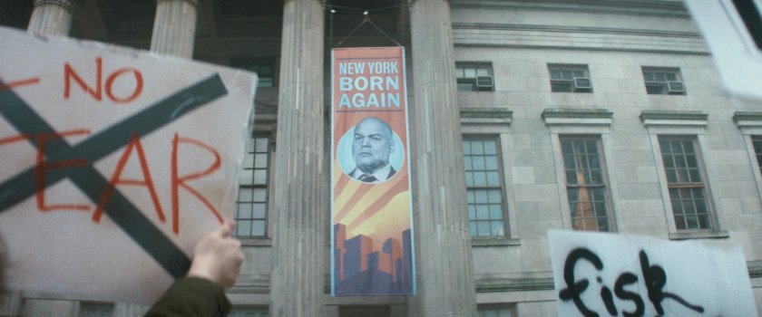 Protestors outside City Hall.
